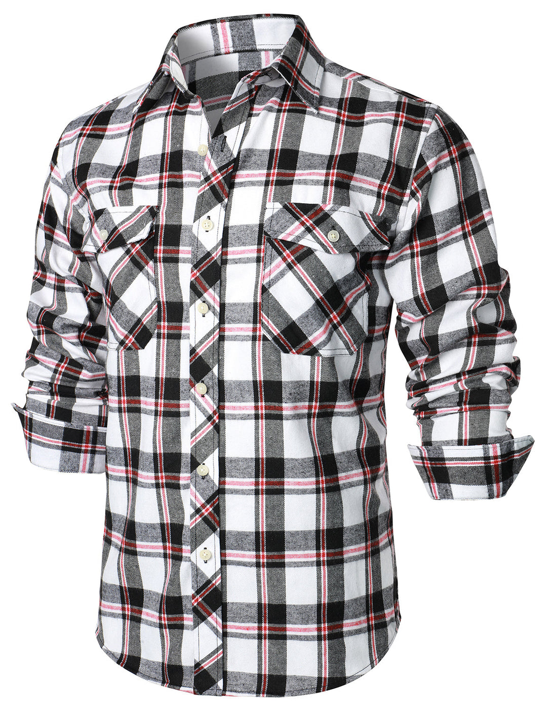 Chemise à carreaux en flanelle à double poche pour hommes