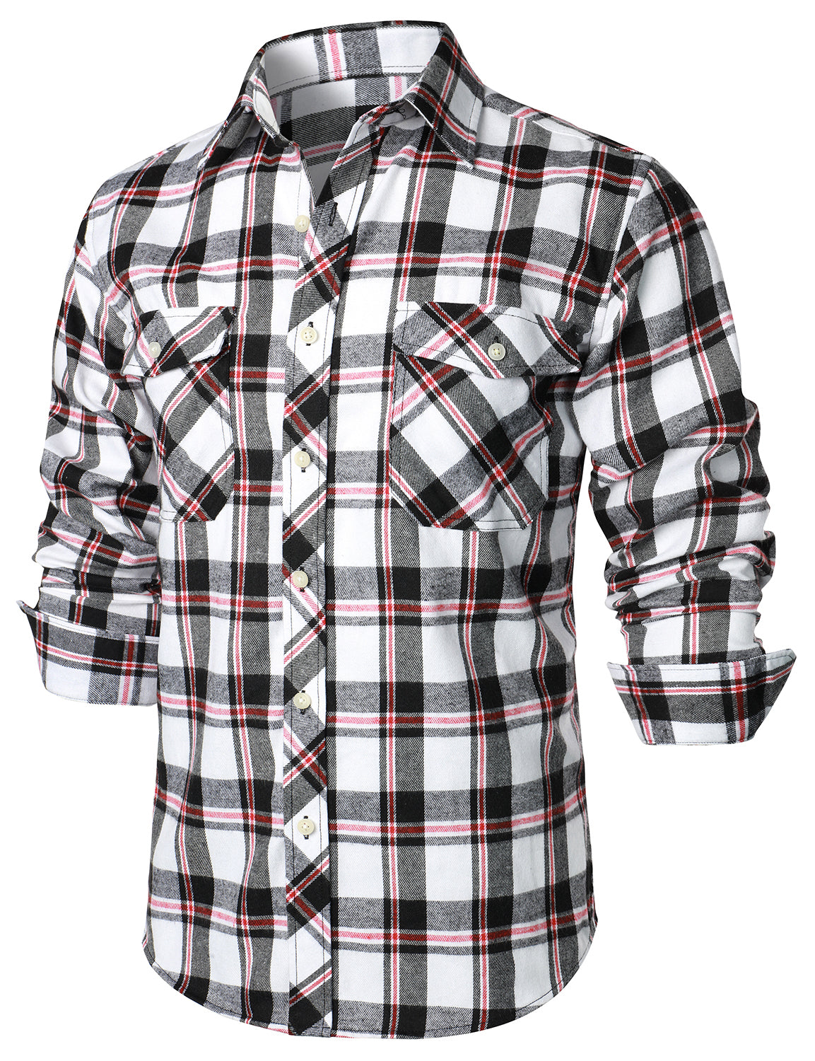 Chemise à carreaux en flanelle à double poche pour hommes