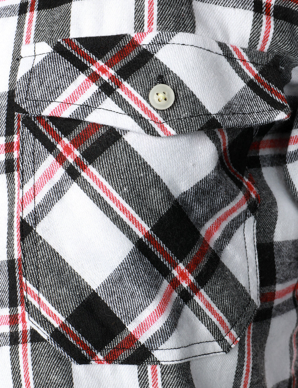 Chemise à carreaux en flanelle à double poche pour hommes