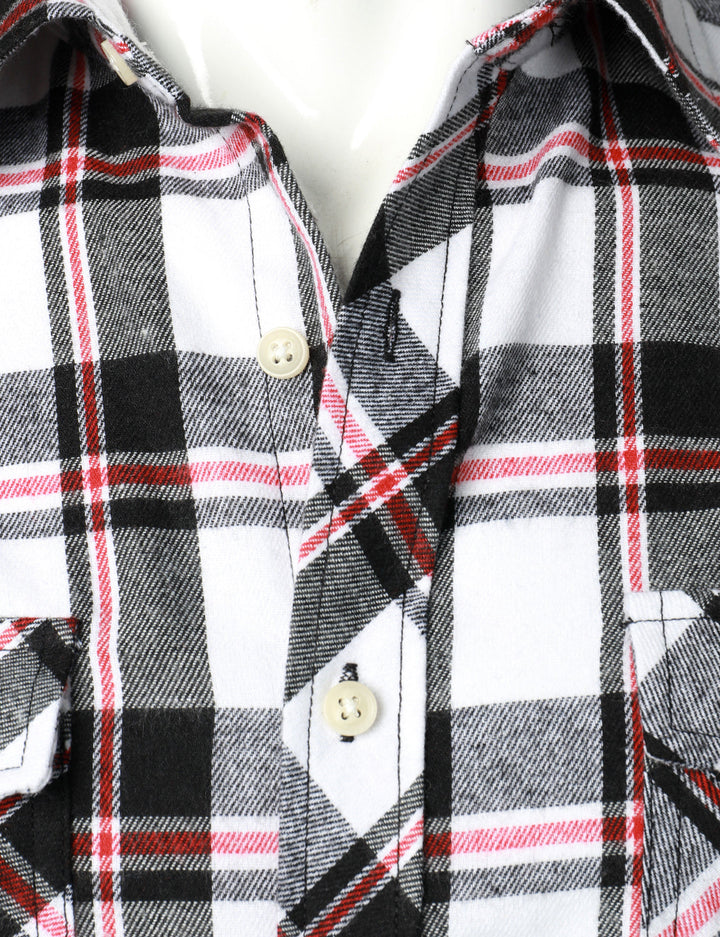 Chemise à carreaux en flanelle à double poche pour hommes