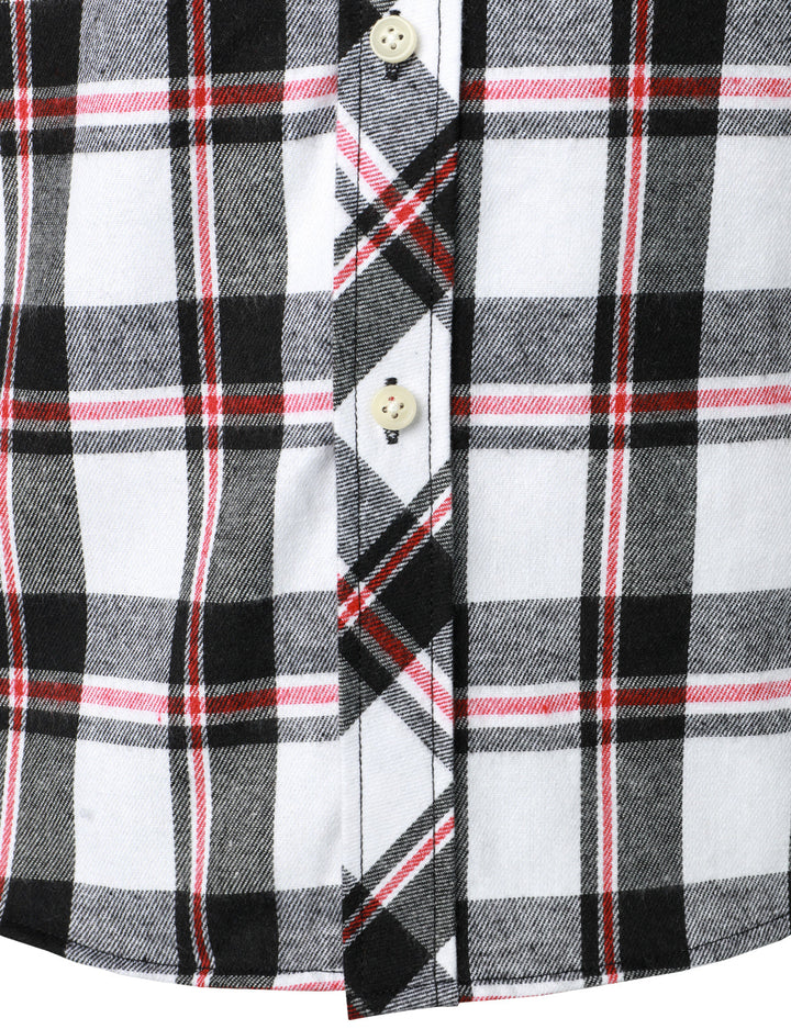 Chemise à carreaux en flanelle à double poche pour hommes