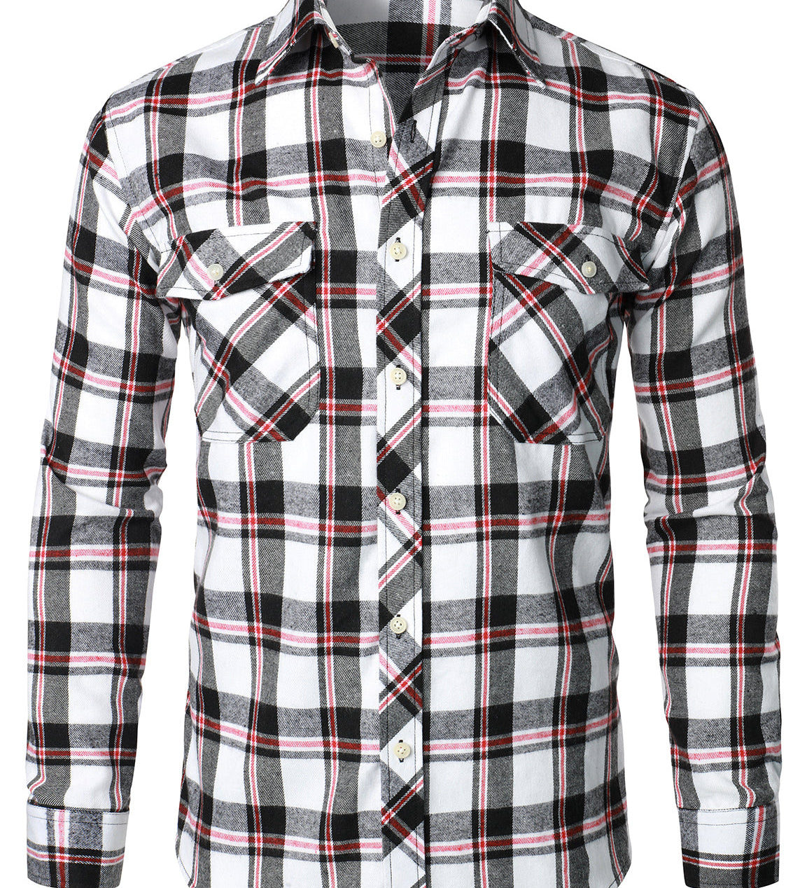 Chemise à carreaux en flanelle à double poche pour hommes