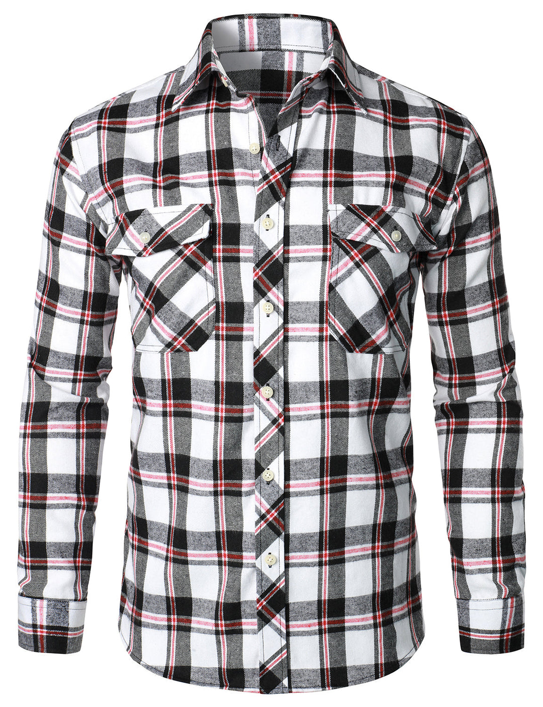 Chemise à carreaux en flanelle à double poche pour hommes