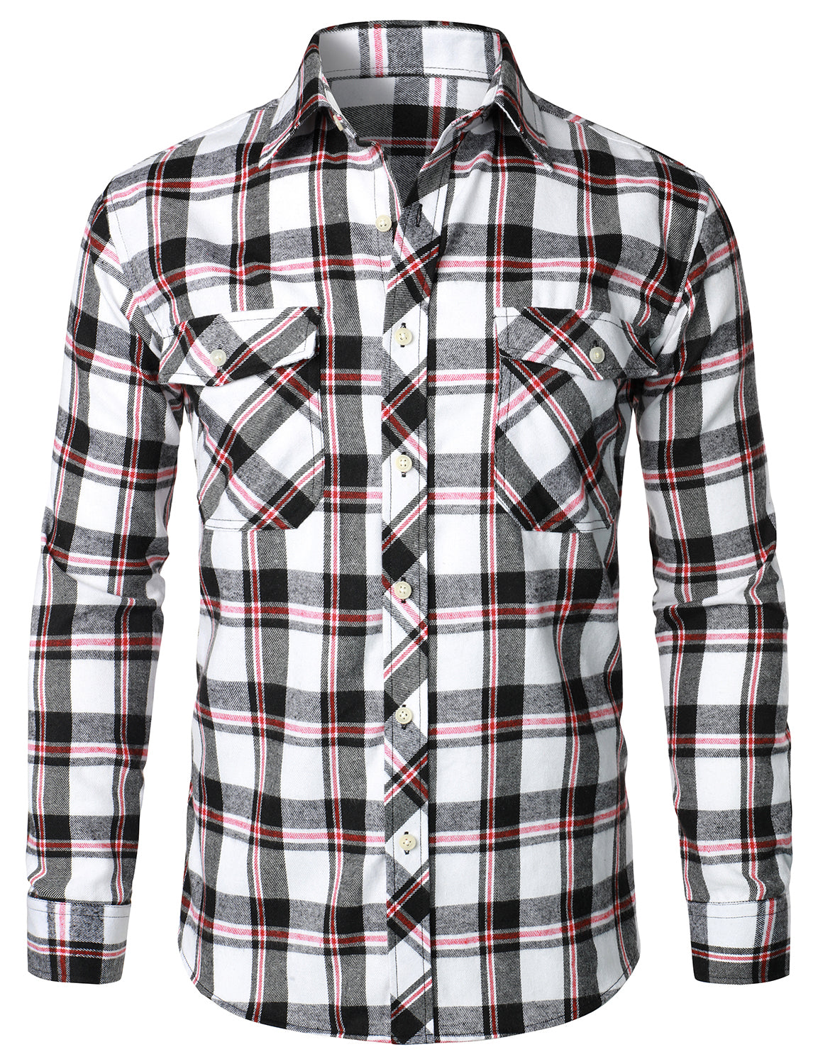 Chemise à carreaux en flanelle à double poche pour hommes