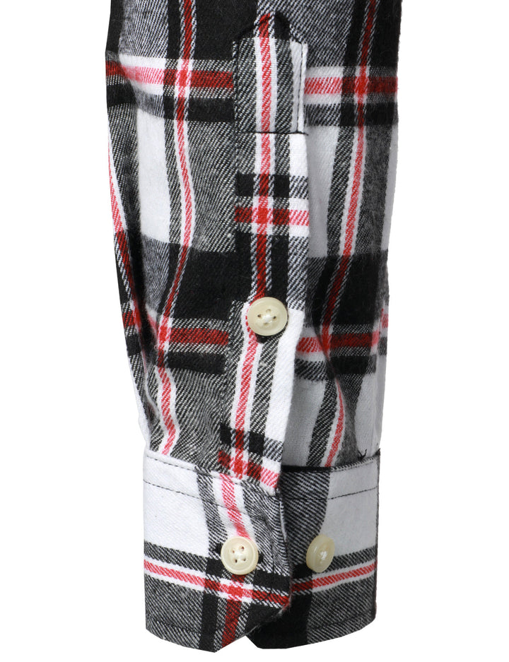Chemise à carreaux en flanelle à double poche pour hommes