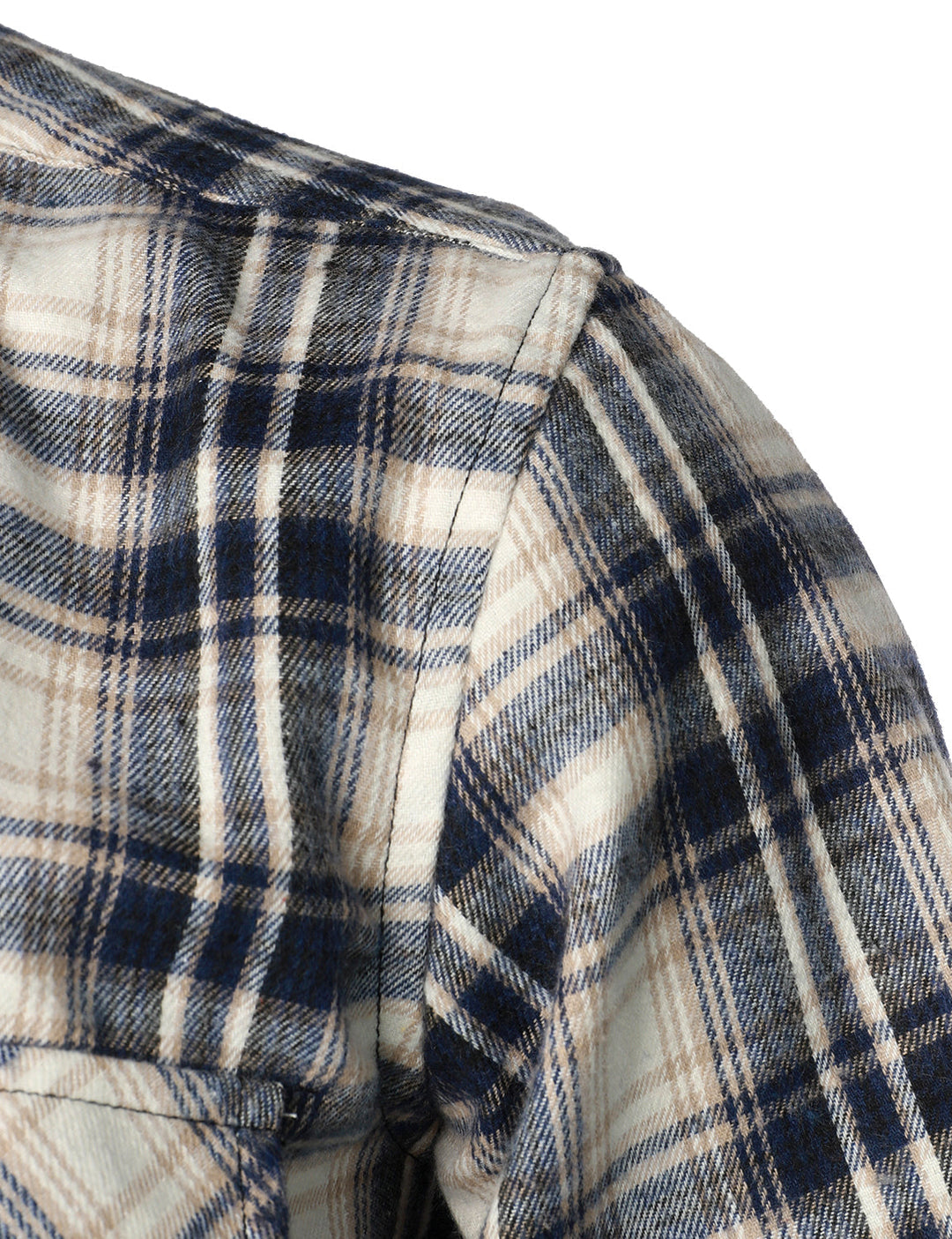 Chemise décontractée à carreaux en flanelle à double poche pour hommes