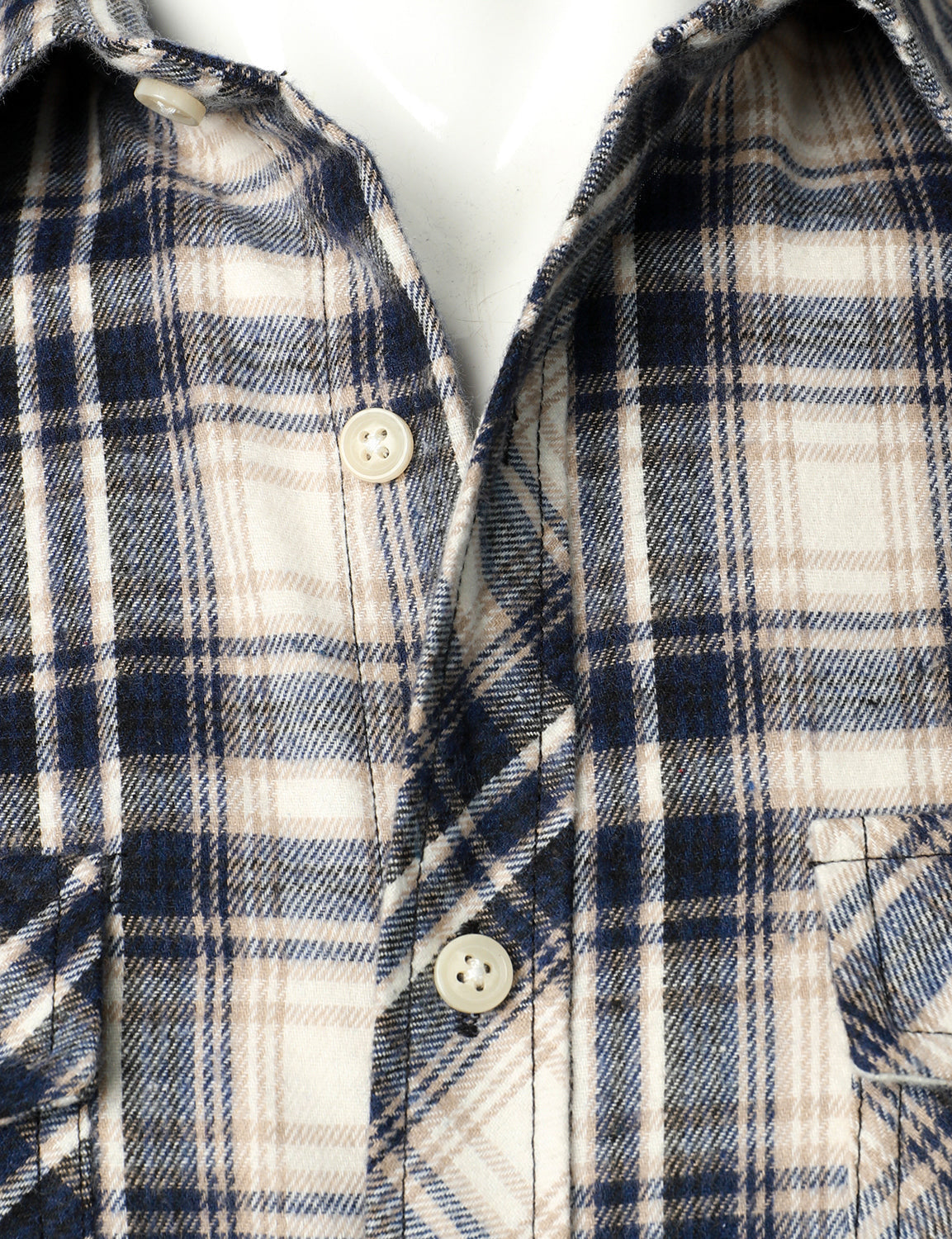 Chemise décontractée à carreaux en flanelle à double poche pour hommes