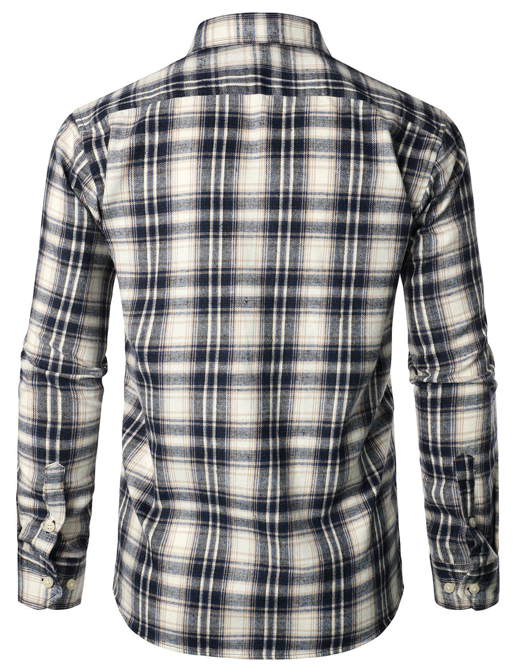 Chemise décontractée à carreaux en flanelle à double poche pour hommes