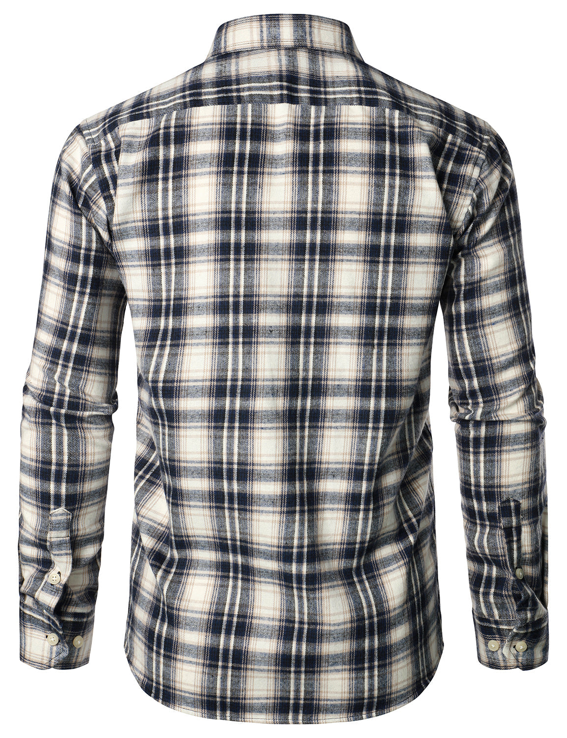 Chemise décontractée à carreaux en flanelle à double poche pour hommes
