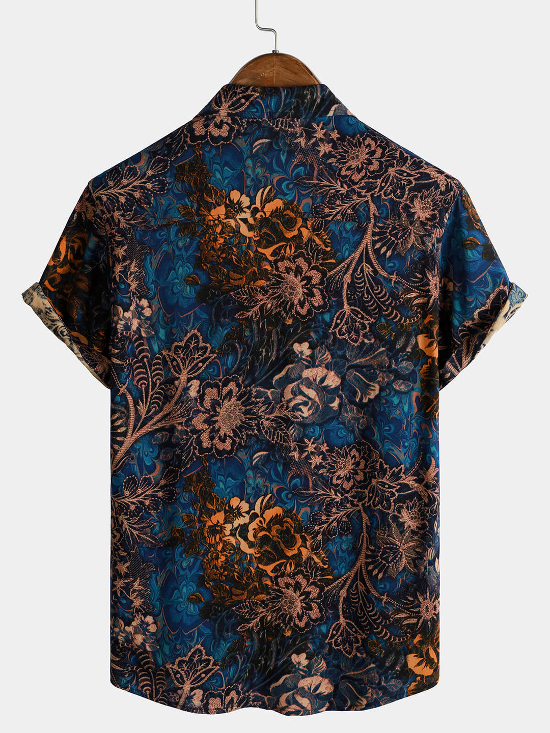 Chemise de villégiature à manches courtes pour homme, motif floral rétro