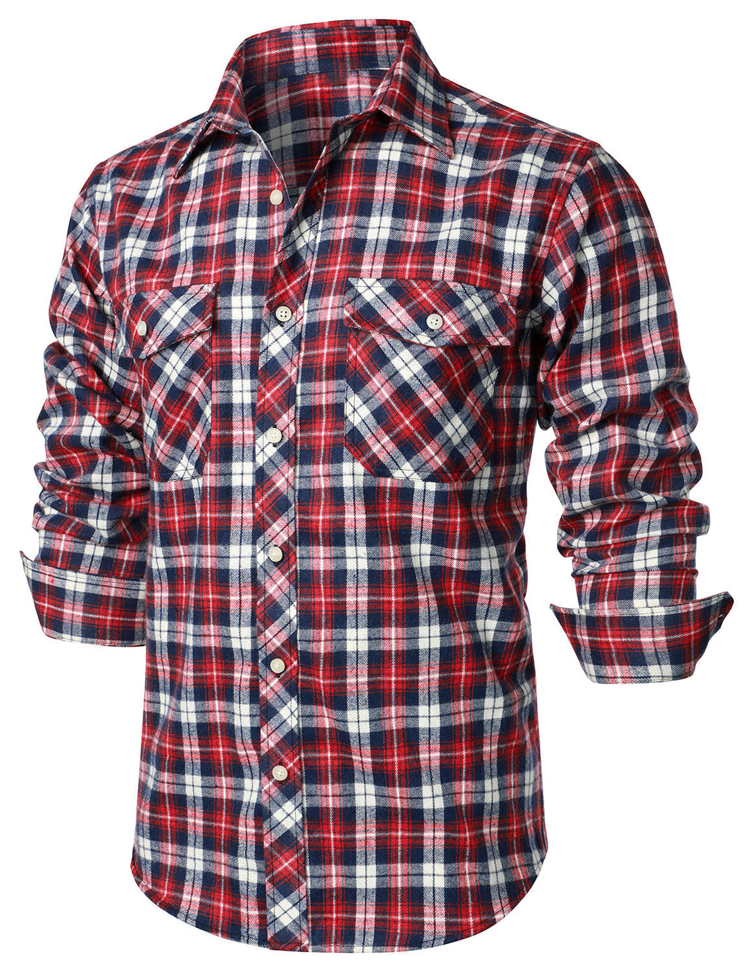 Chemise à carreaux en flanelle à double poche pour hommes