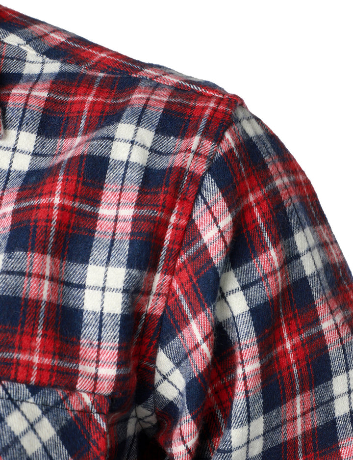 Chemise à carreaux en flanelle à double poche pour hommes