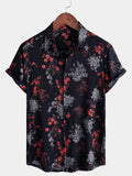 Chemise décontractée à manches courtes en rayonne florale élégante pour homme