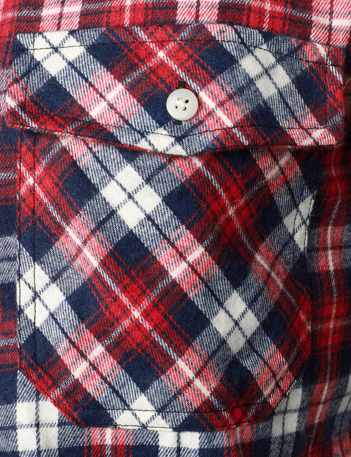 Chemise à carreaux en flanelle à double poche pour hommes
