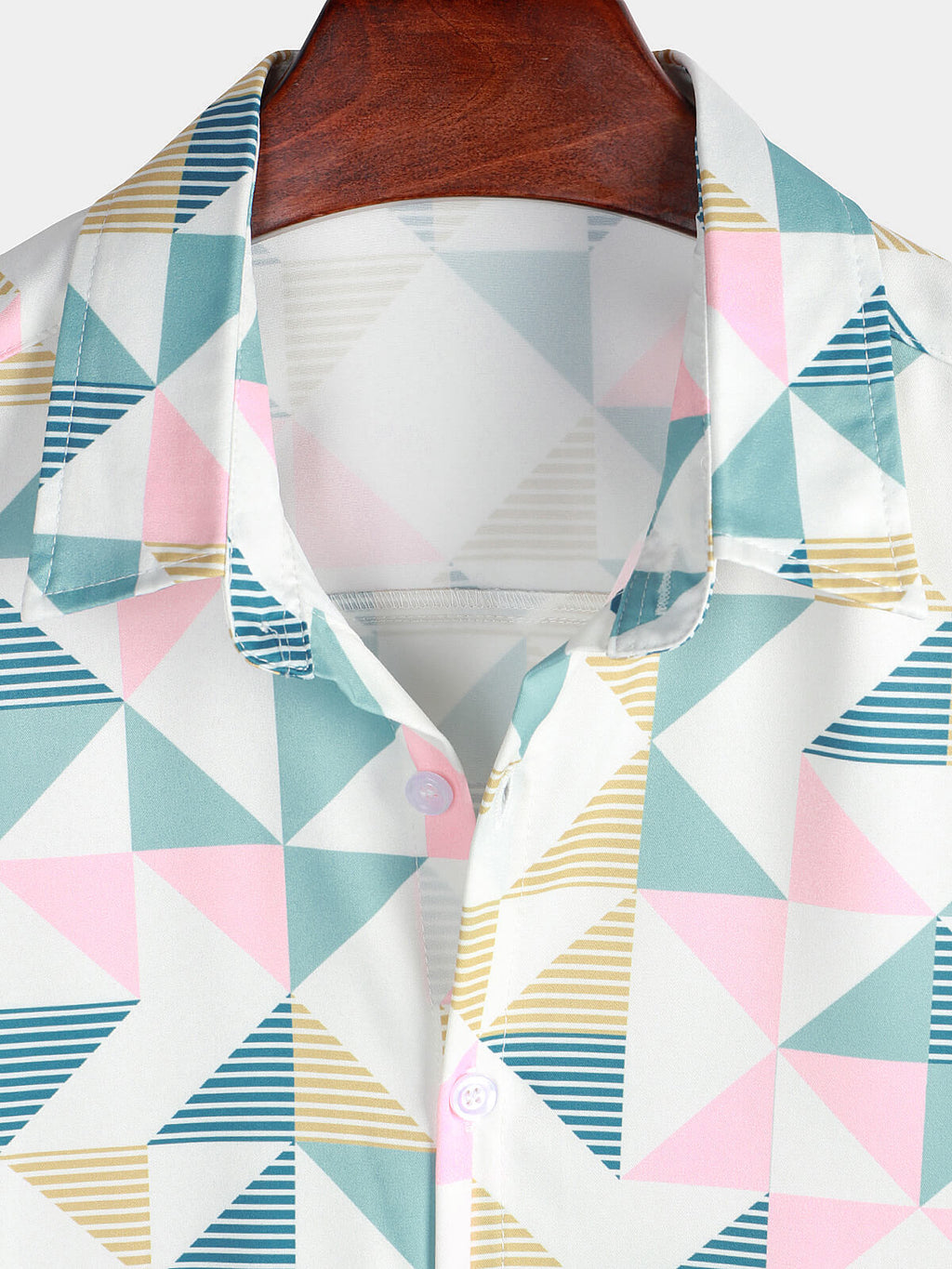 Chemise de Plage d'Été à Manches Courtes avec Imprimé Géométrique en Triangle Artistique pour Homme