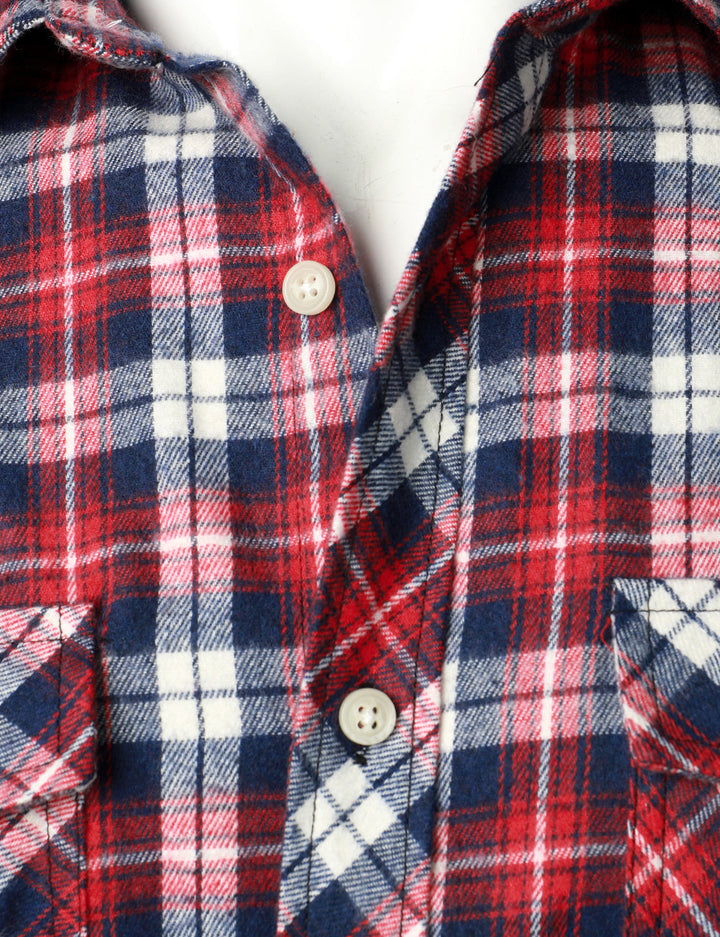 Chemise à carreaux en flanelle à double poche pour hommes