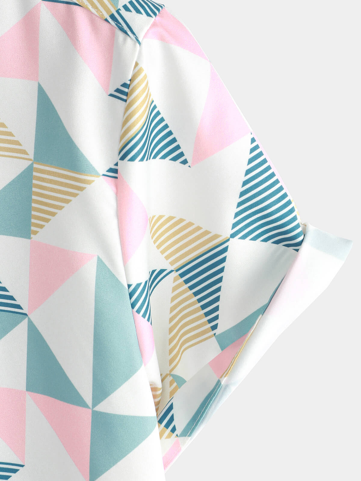 Chemise de Plage d'Été à Manches Courtes avec Imprimé Géométrique en Triangle Artistique pour Homme
