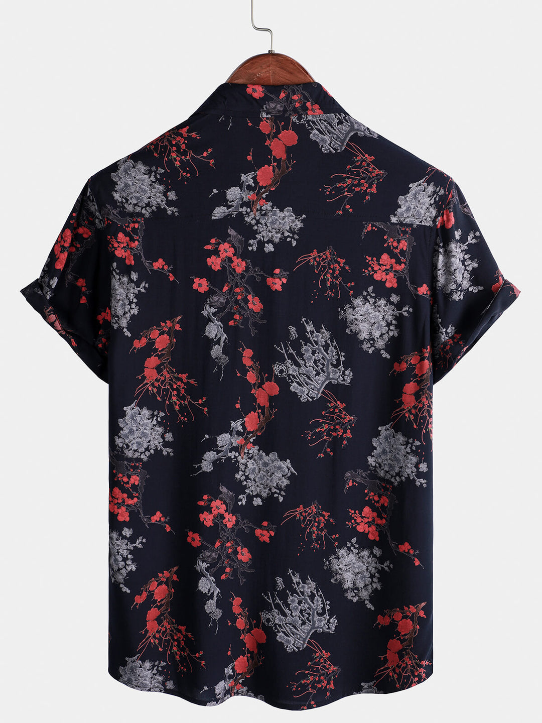 Chemise décontractée à manches courtes en rayonne florale élégante pour homme
