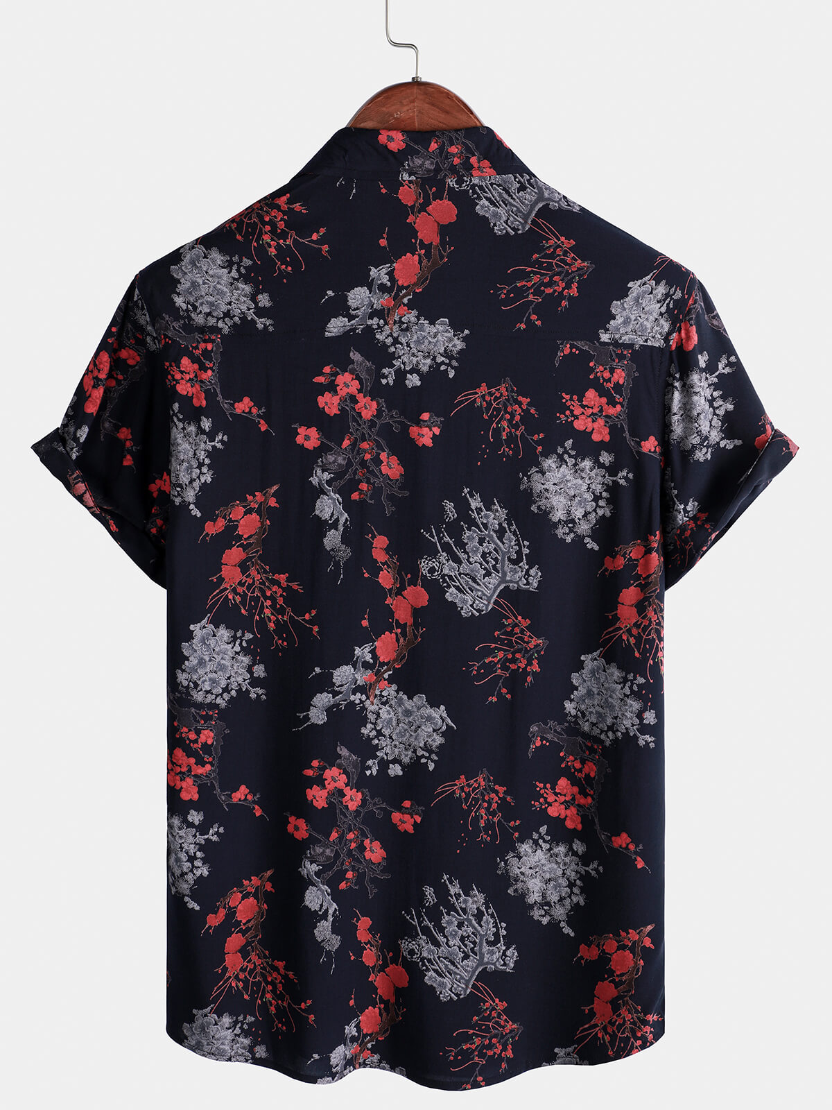 Chemise décontractée à manches courtes en rayonne florale élégante pour homme