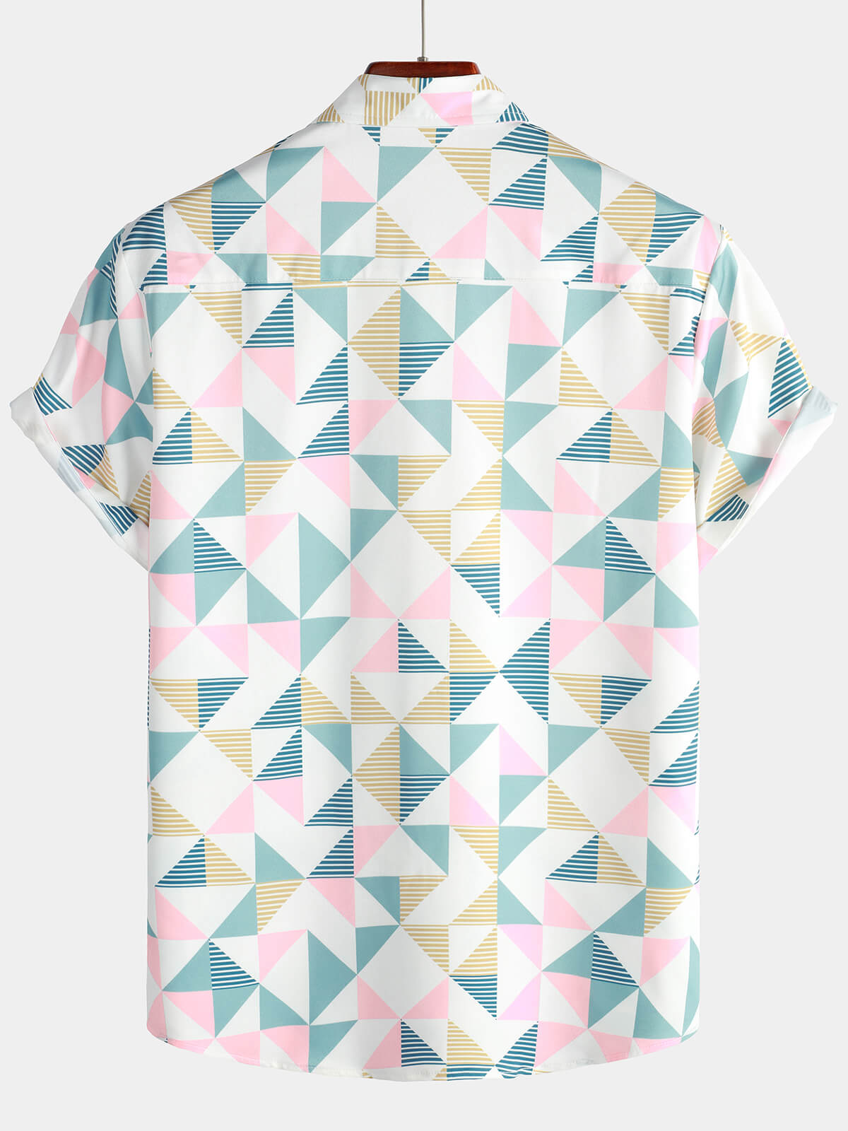 Chemise de Plage d'Été à Manches Courtes avec Imprimé Géométrique en Triangle Artistique pour Homme