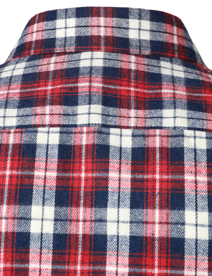 Chemise à carreaux en flanelle à double poche pour hommes