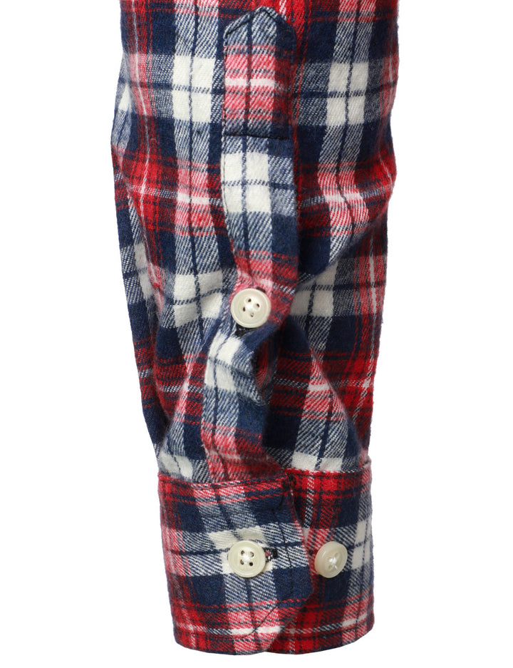 Chemise à carreaux en flanelle à double poche pour hommes