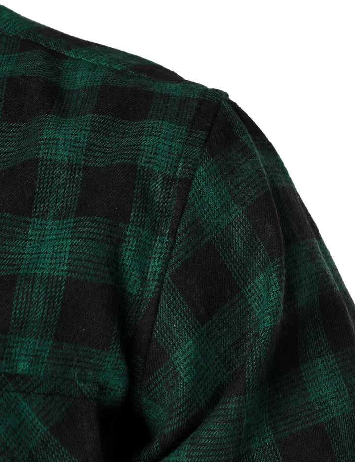 Chemise décontractée à carreaux en flanelle à double poche pour hommes