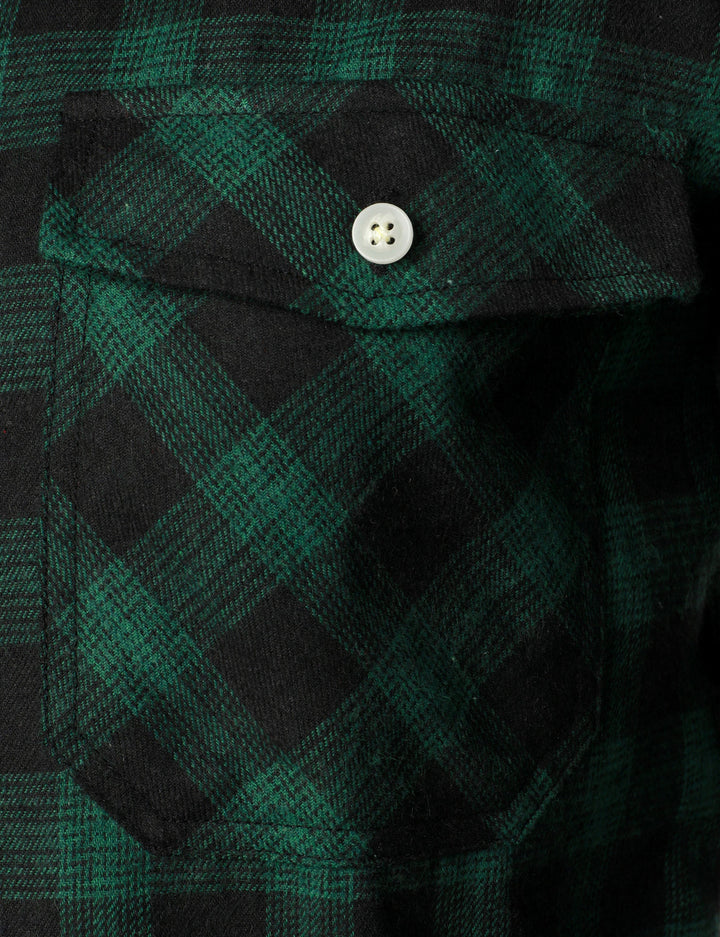 Chemise décontractée à carreaux en flanelle à double poche pour hommes