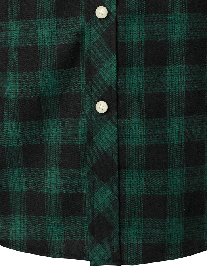 Chemise décontractée à carreaux en flanelle à double poche pour hommes