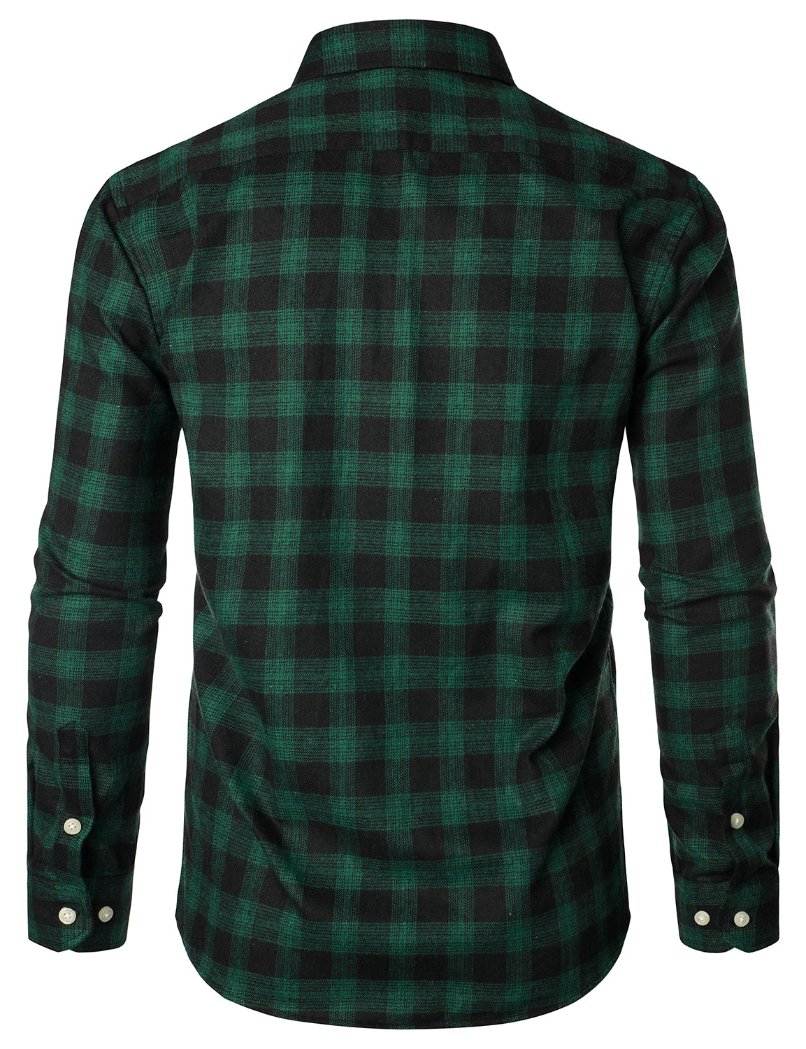 Chemise décontractée à carreaux en flanelle à double poche pour hommes