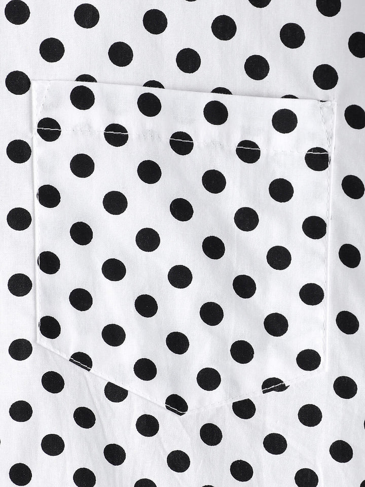 Chemise à manches courtes en coton pour hommes, décontractée, à pois, avec poche blanche, été