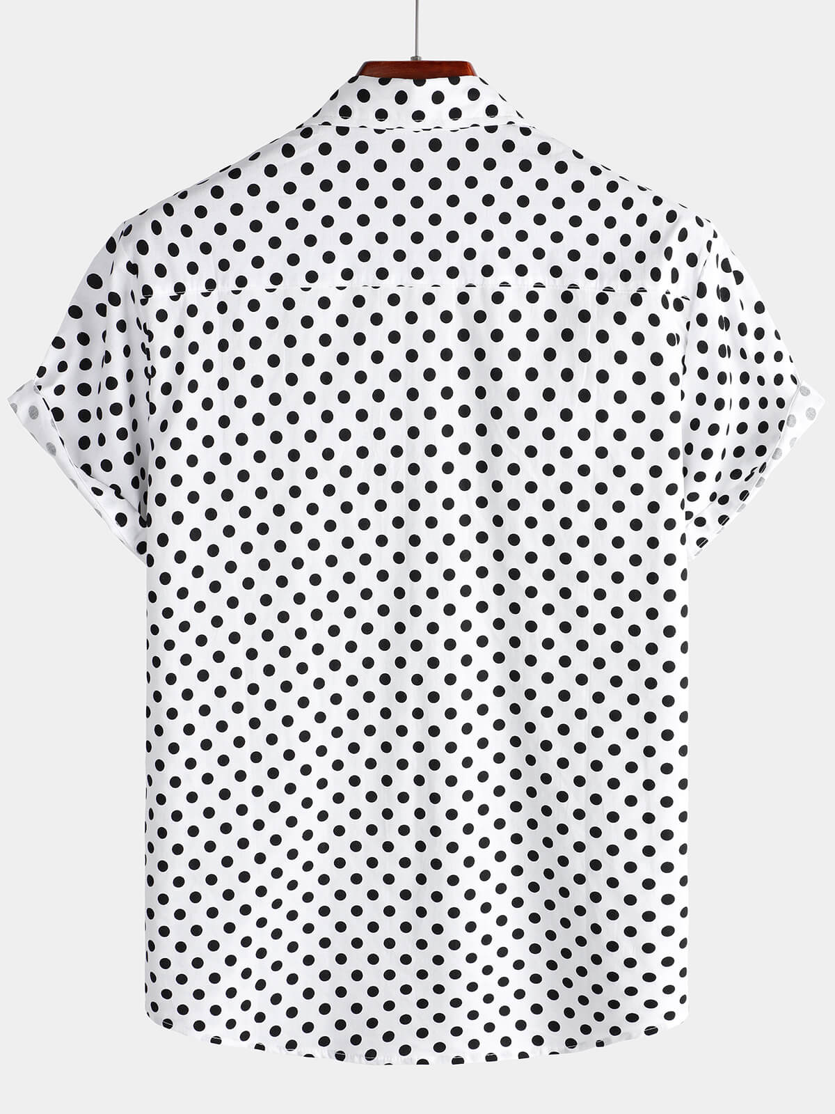 Chemise à manches courtes en coton pour hommes, décontractée, à pois, avec poche blanche, été