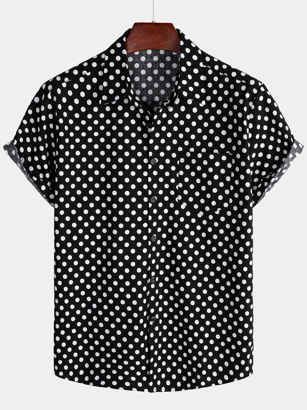 Chemise à Manches Courtes pour Homme à Pois Noirs d'Été