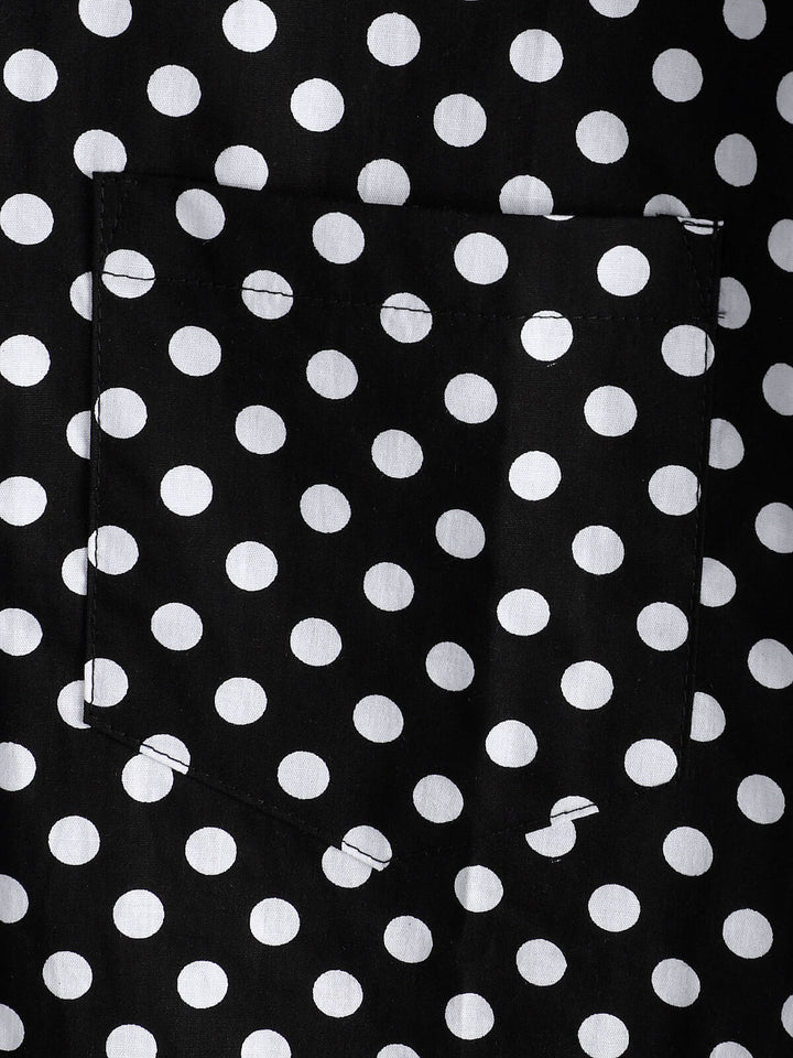 Chemise à manches courtes en coton pour hommes, décontractée, à pois, avec poche noire, été