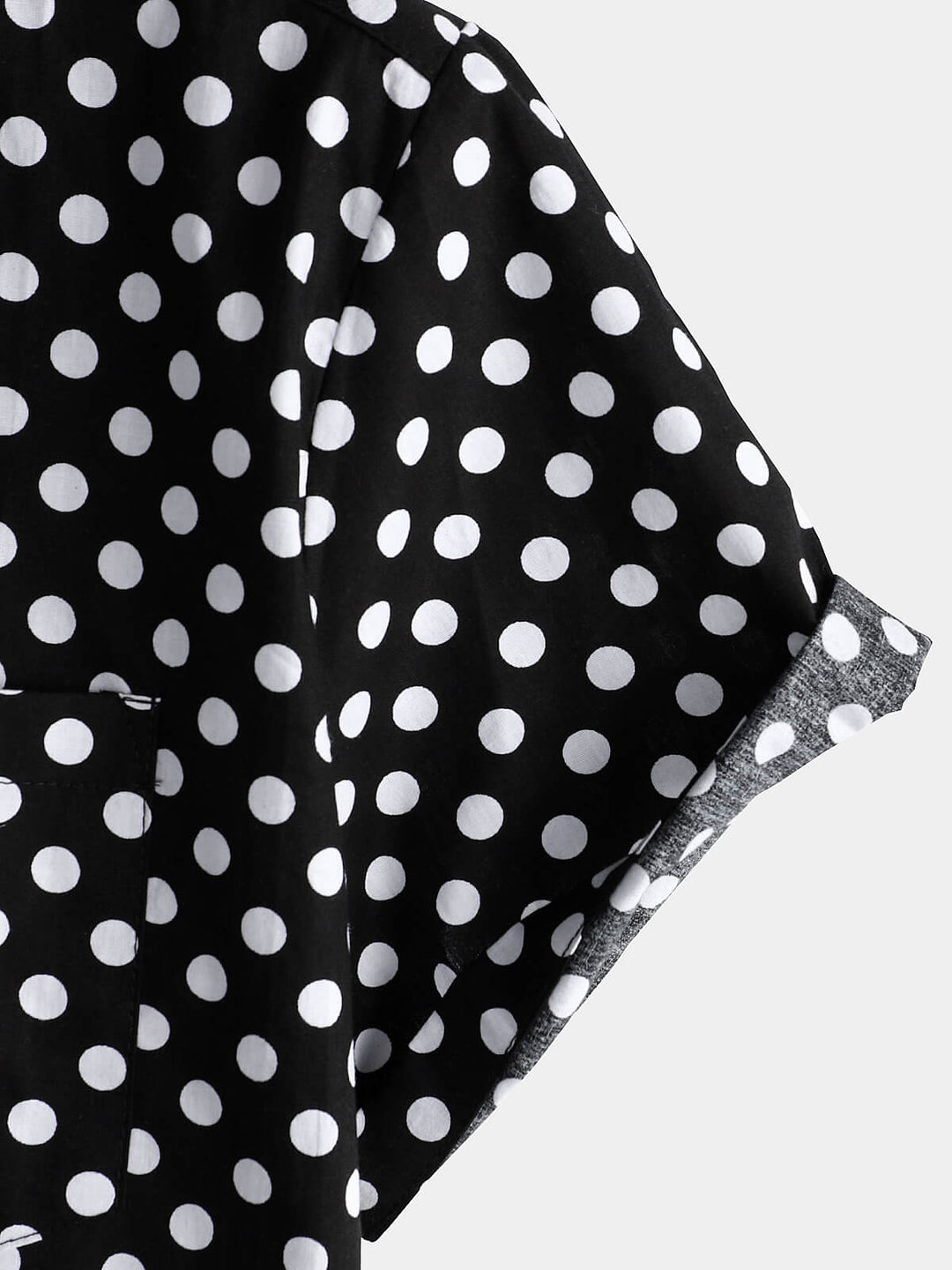 Chemise à manches courtes en coton pour hommes, décontractée, à pois, avec poche noire, été