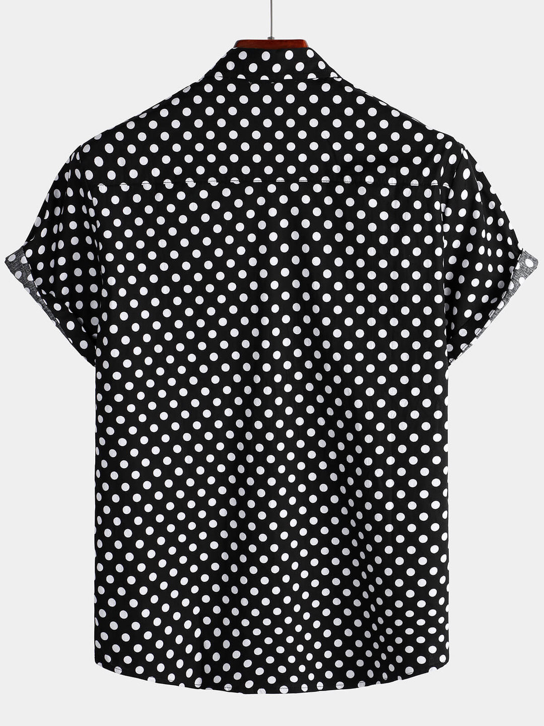 Chemise à manches courtes en coton pour hommes, décontractée, à pois, avec poche noire, été