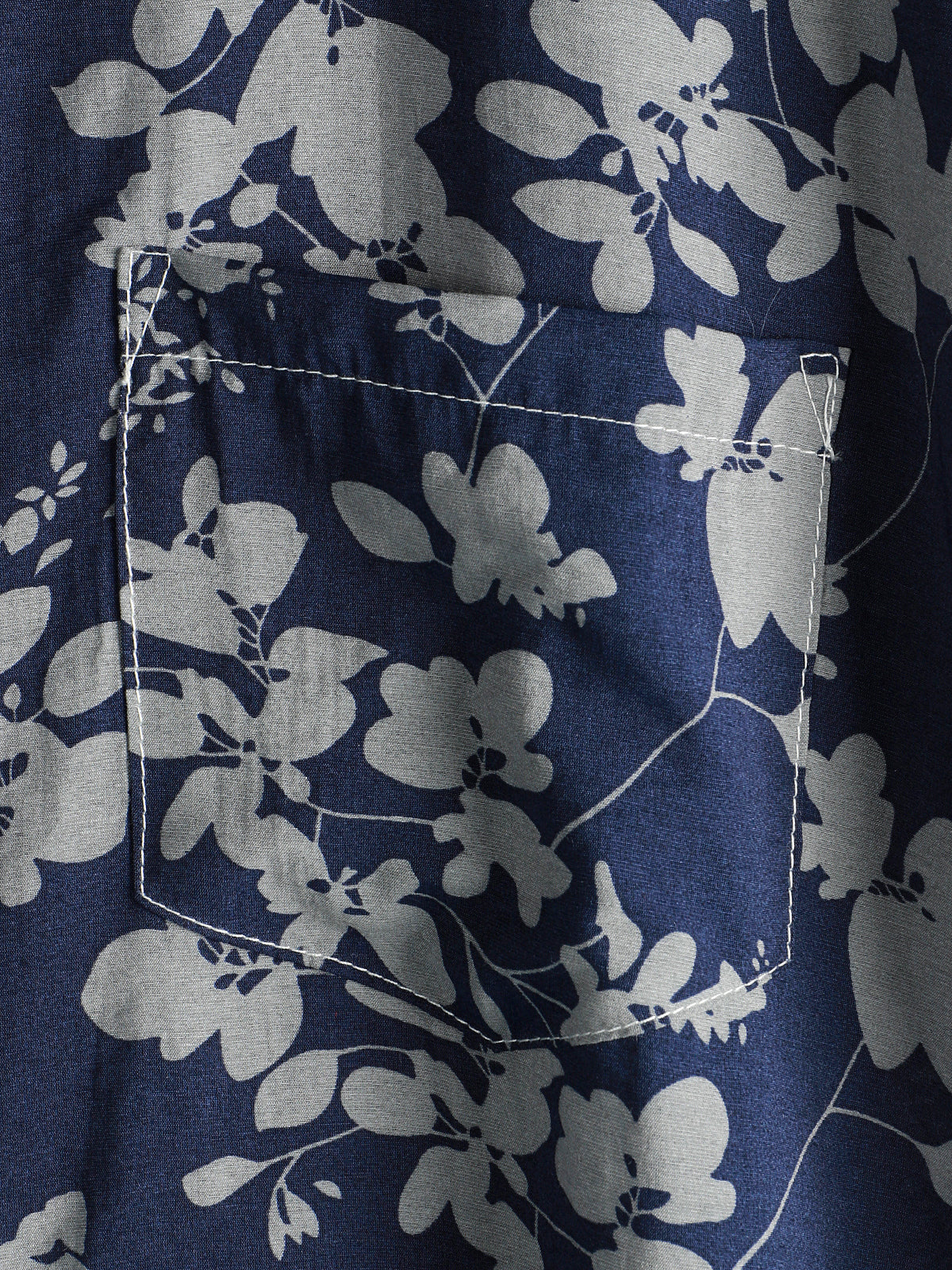 Chemise boutonnée à manches courtes bleu marine à imprimé floral vintage pour hommes
