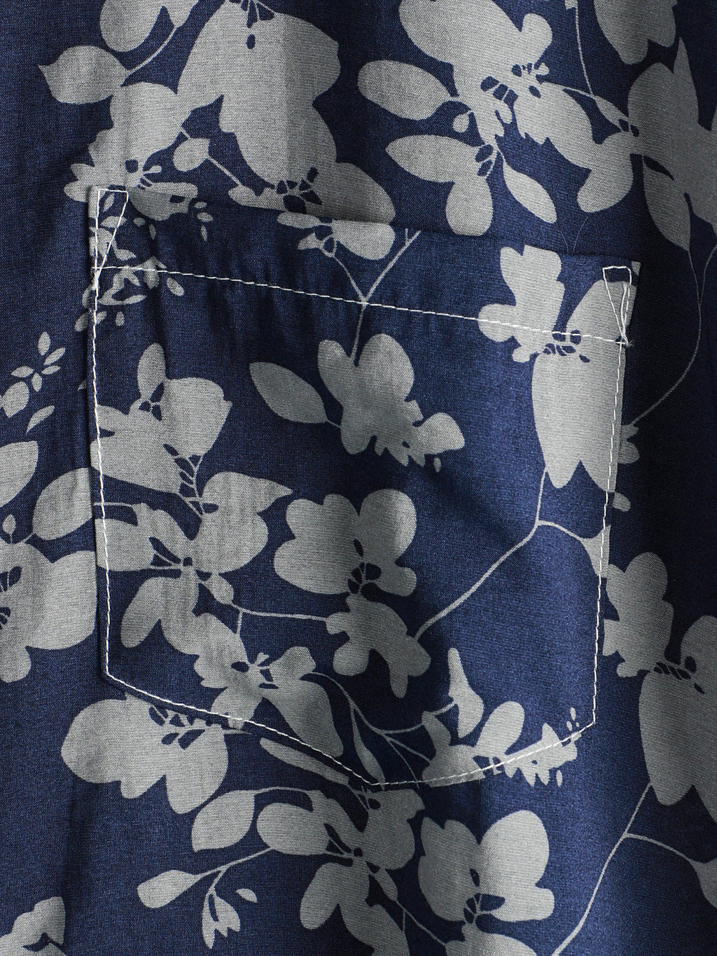Chemise pour Homme à Manches Courtes avec Boutons et Imprimé Floral Vintage en Bleu Marine