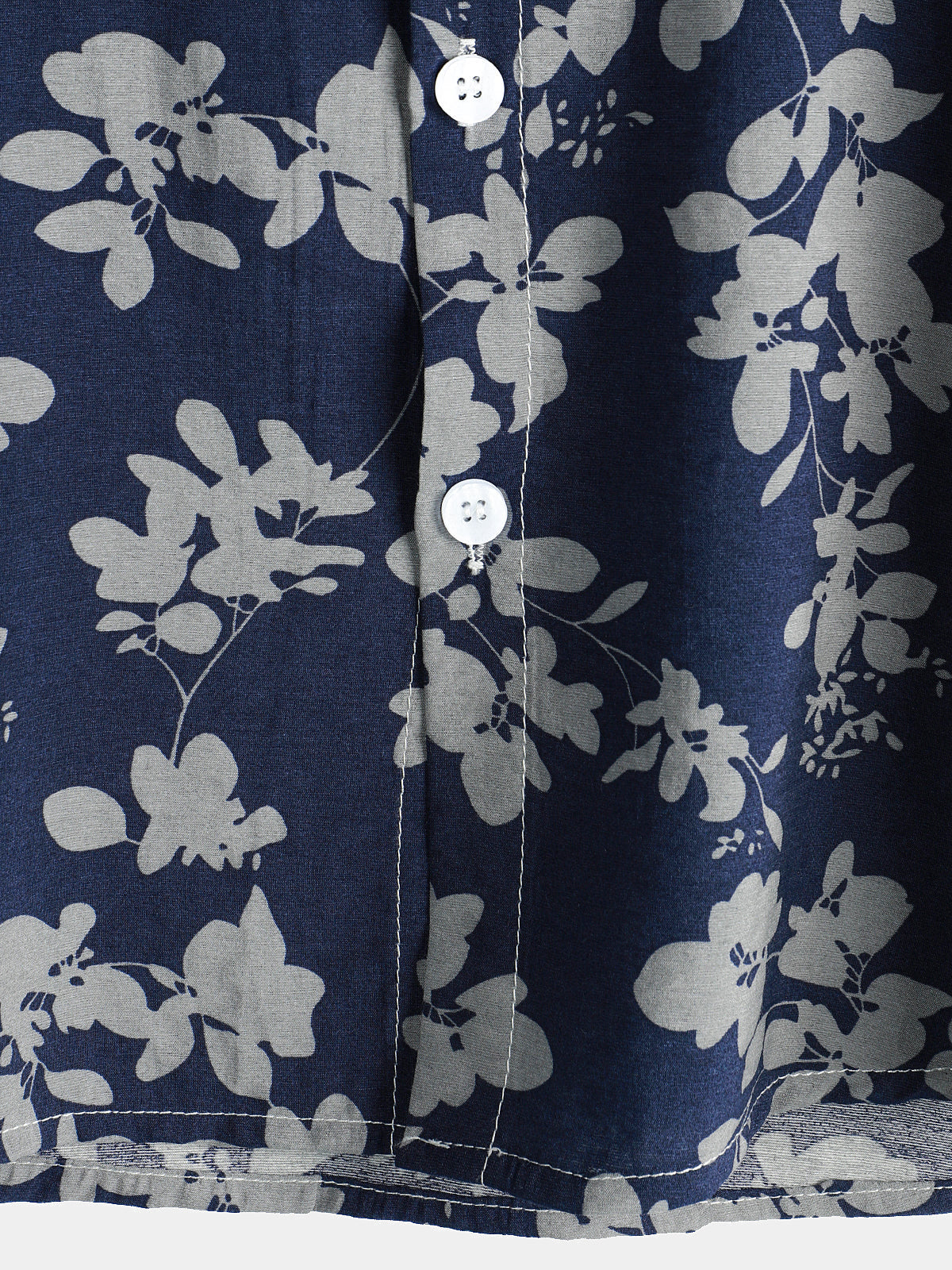Chemise boutonnée à manches courtes bleu marine à imprimé floral vintage pour hommes