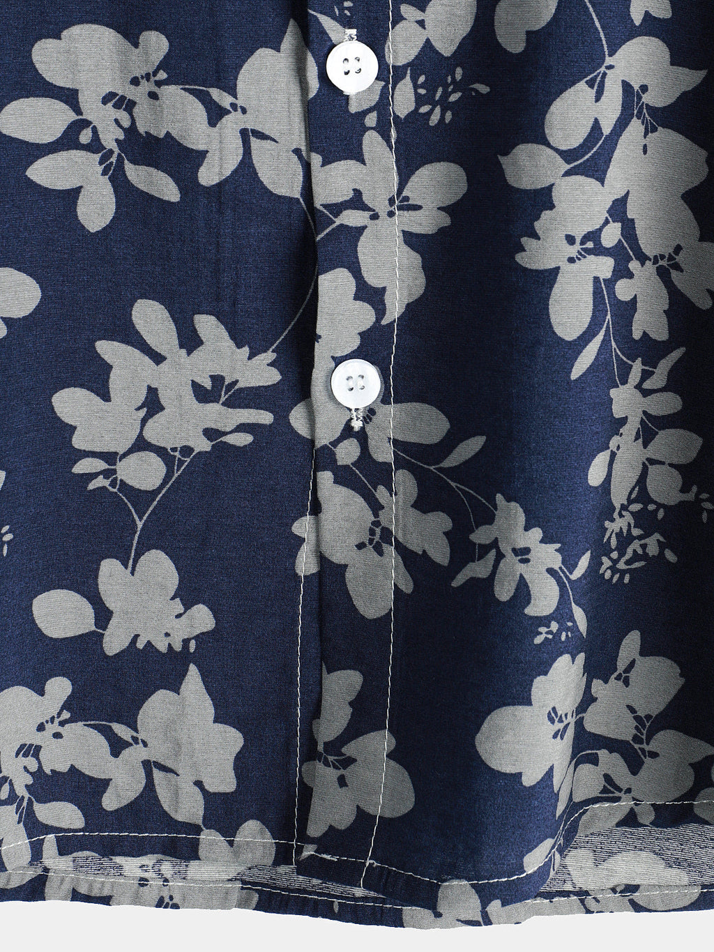 Chemise pour Homme à Manches Courtes avec Boutons et Imprimé Floral Vintage en Bleu Marine