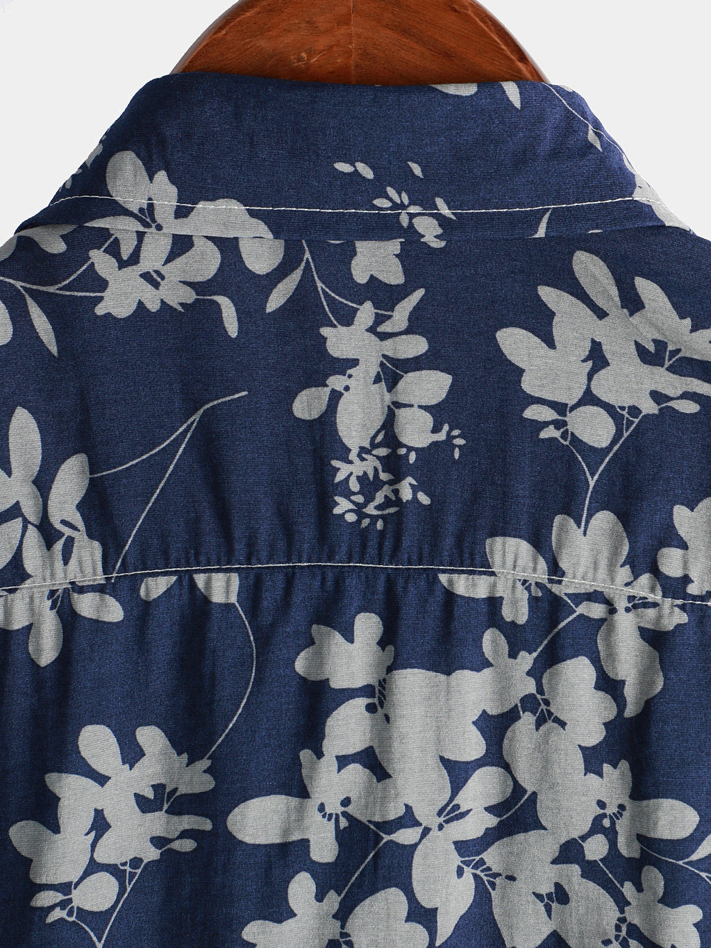 Chemise pour Homme à Manches Courtes avec Boutons et Imprimé Floral Vintage en Bleu Marine