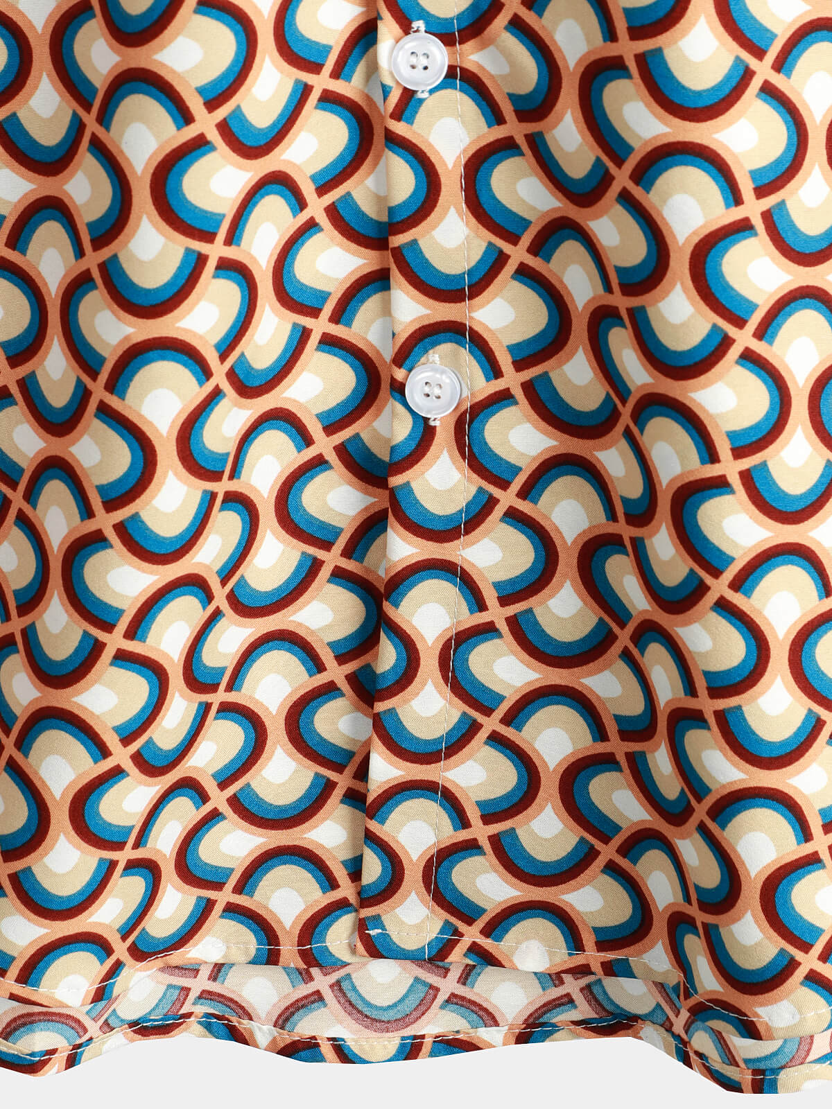Chemise d'été à manches courtes pour homme, rétro, boutons, vintage, géométrique, cercles, cool