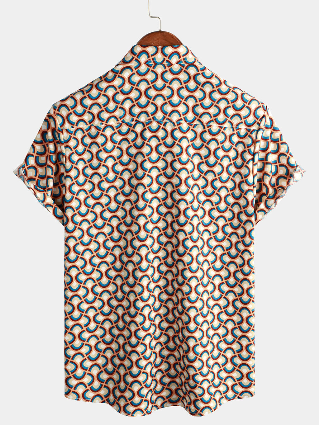 Chemise d'été à manches courtes pour homme, rétro, boutons, vintage, géométrique, cercles, cool