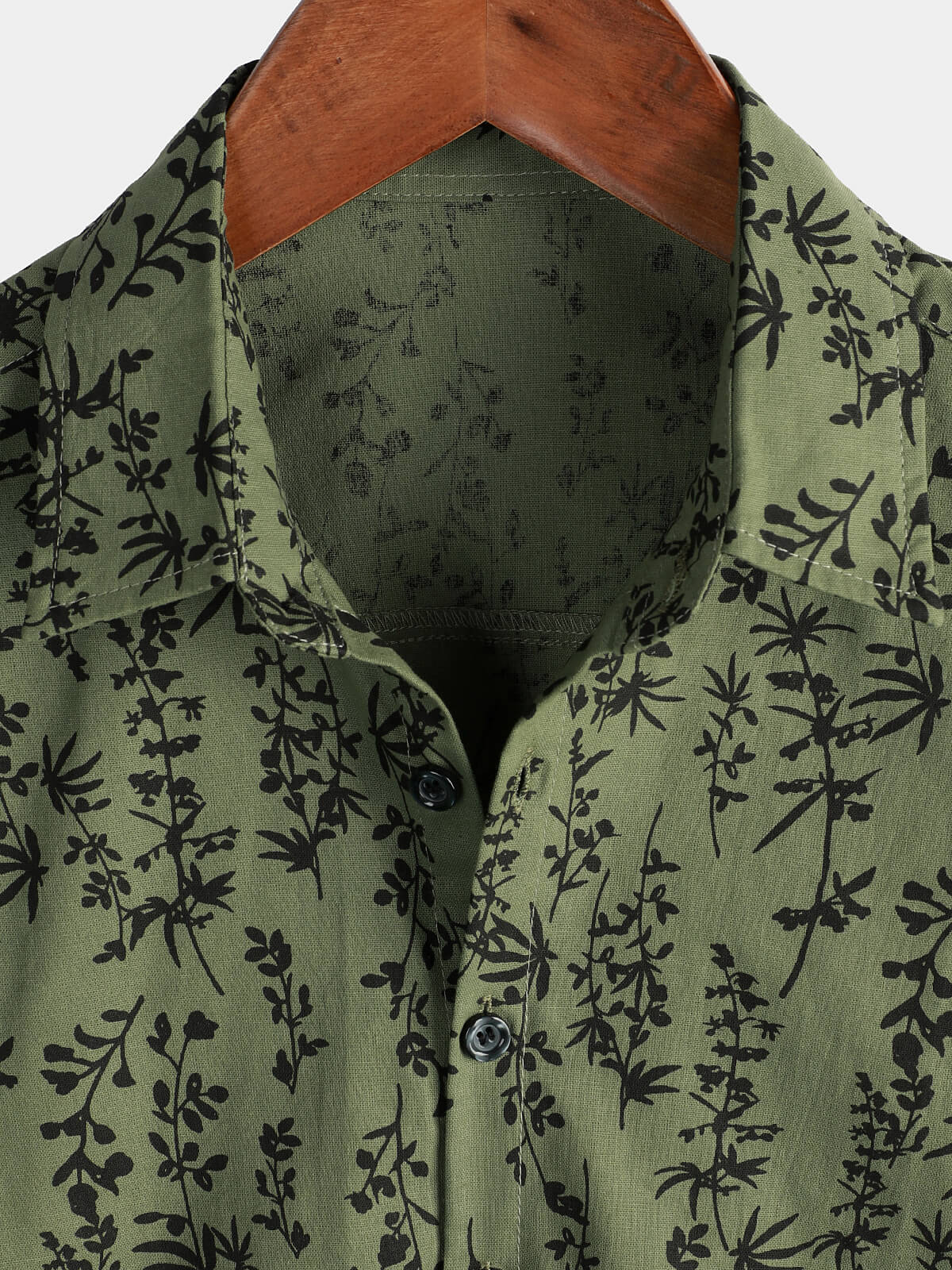 Chemise rétro à manches courtes en coton vert hawaïen pour homme idéale pour les vacances estivales avec motifs floraux boutonnée