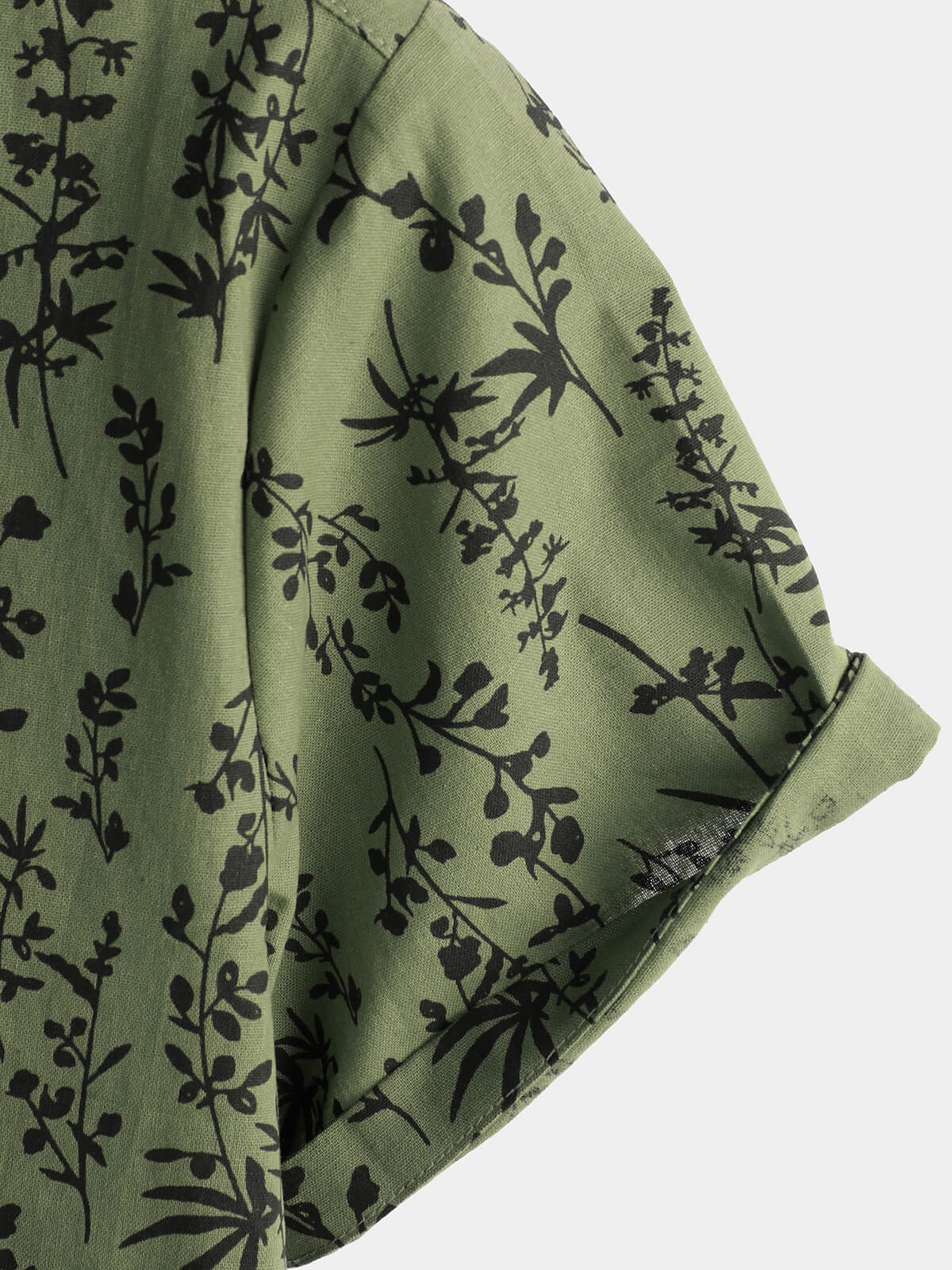 Chemise rétro à manches courtes en coton vert hawaïen pour homme idéale pour les vacances estivales avec motifs floraux boutonnée