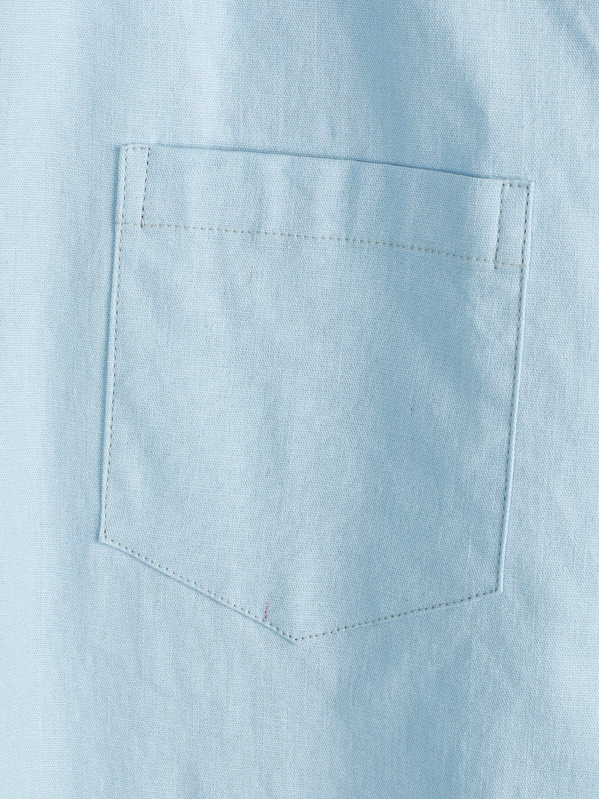 Chemise à manches courtes en coton et lin de couleur unie pour hommes