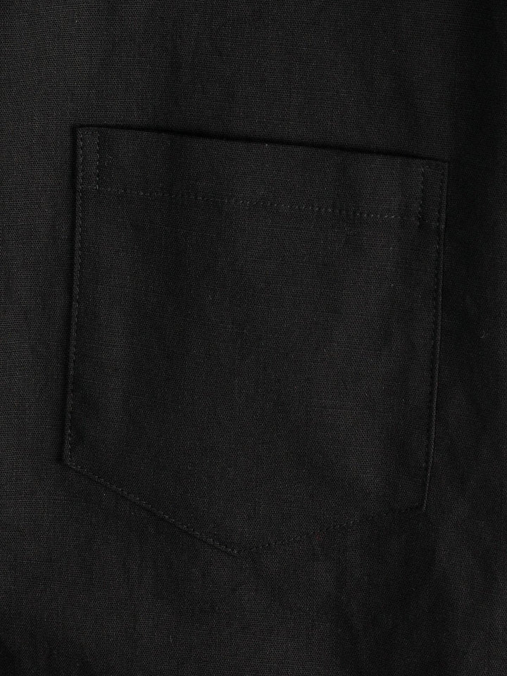 Chemise à manches courtes en coton et lin de couleur unie pour hommes