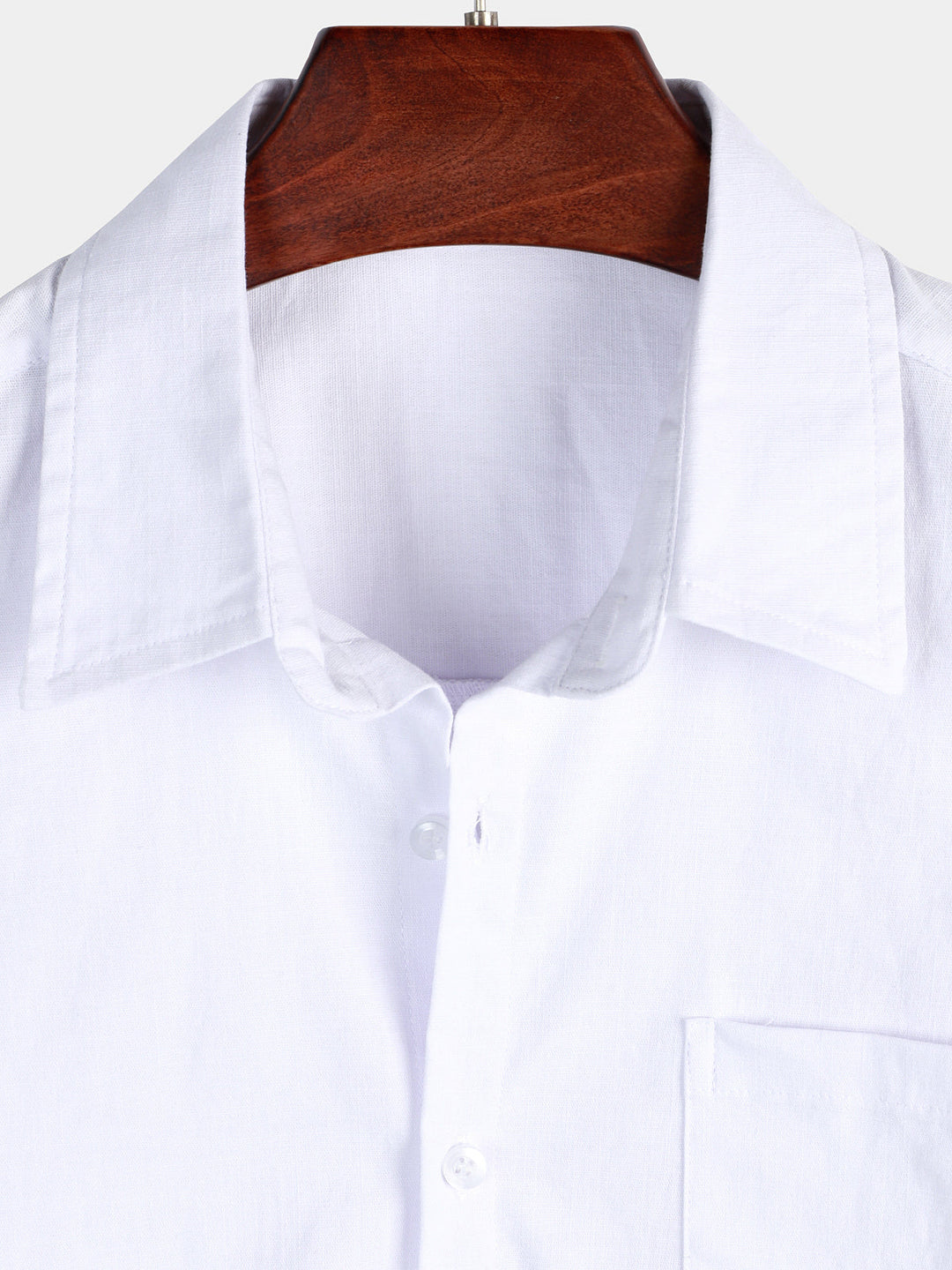Chemise à manches courtes en coton et lin de couleur unie pour hommes