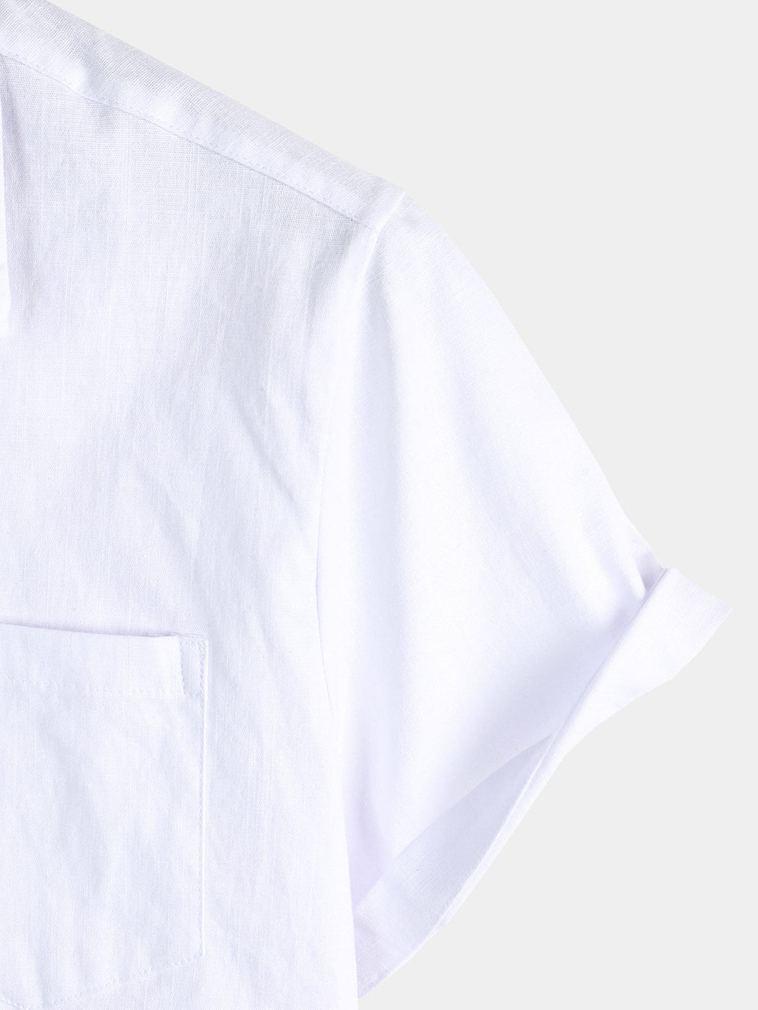 Chemise à manches courtes en coton et lin de couleur unie pour hommes