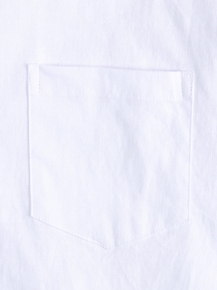 Chemise à manches courtes en coton et lin de couleur unie pour hommes